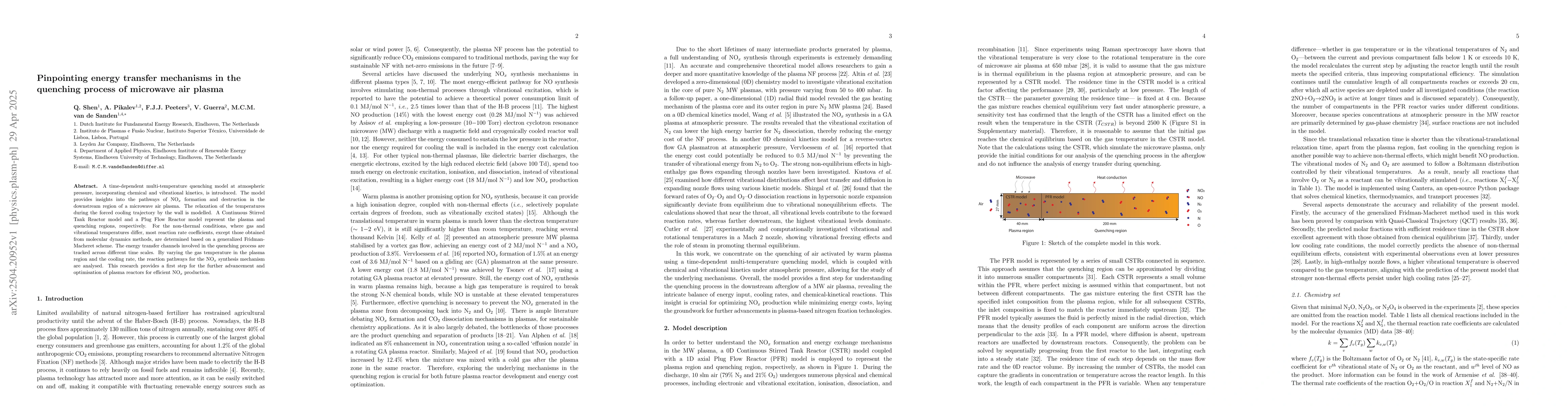 Thumbnail for Pinpointing energy transfer mechanisms in the quenching process of
  microwave air plasma