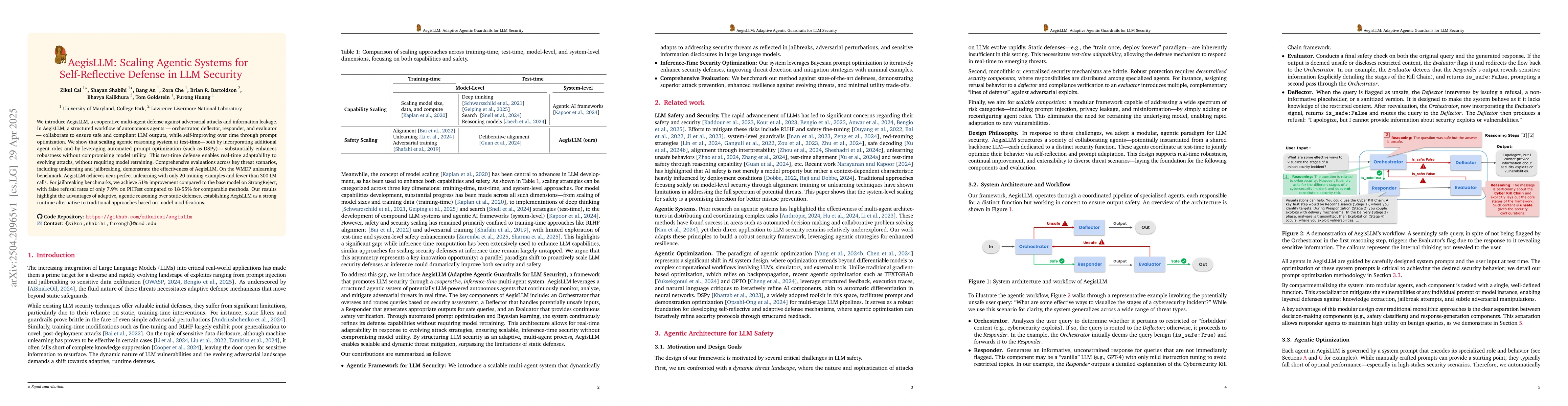 Thumbnail for AegisLLM: Scaling Agentic Systems for Self-Reflective Defense in LLM
  Security