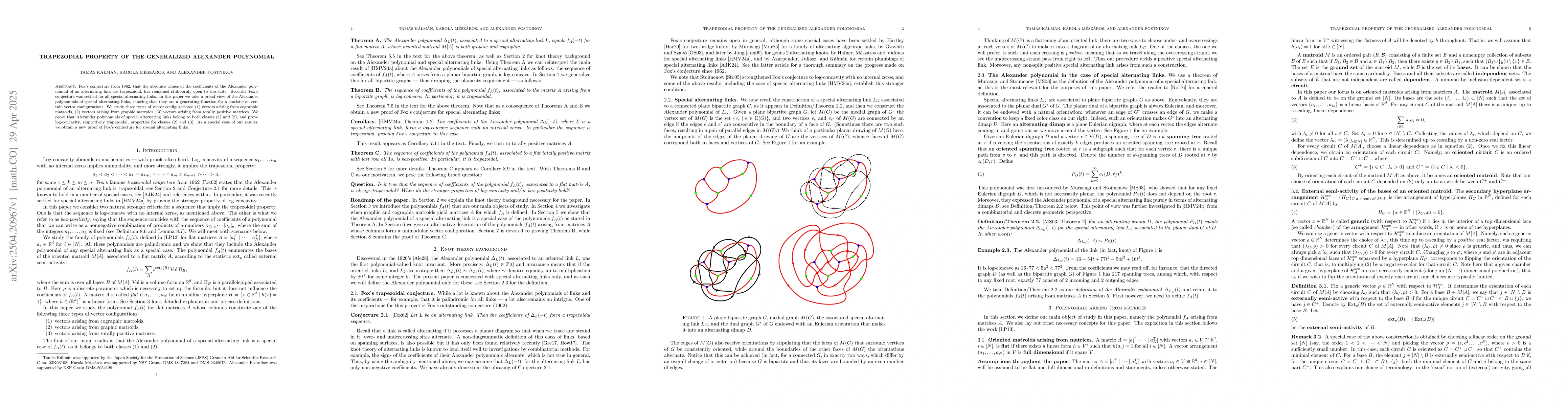 Thumbnail for Trapezodial property of the generalized Alexander polynomial