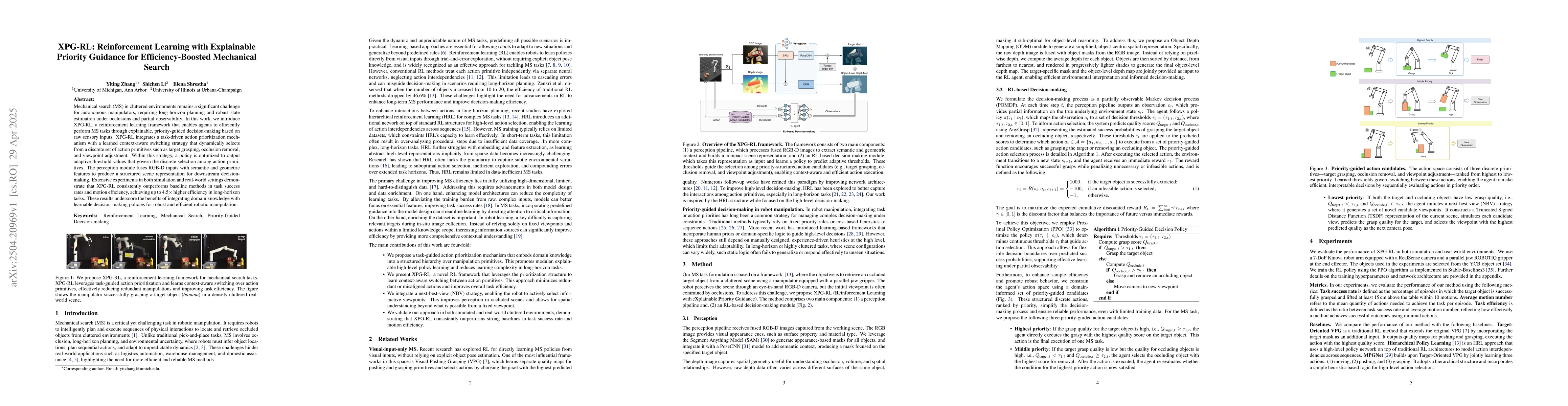 Thumbnail for XPG-RL: Reinforcement Learning with Explainable Priority Guidance for
  Efficiency-Boosted Mechanical Search