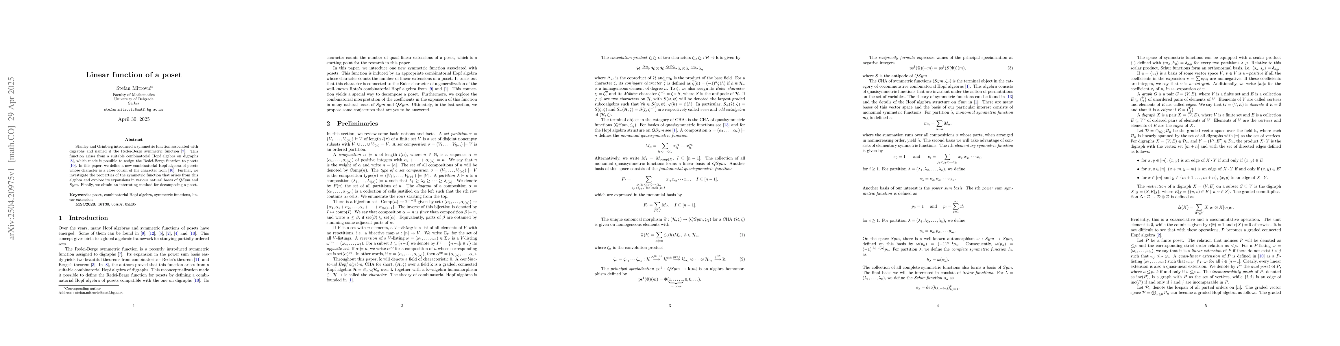 Thumbnail for Linear function of a poset