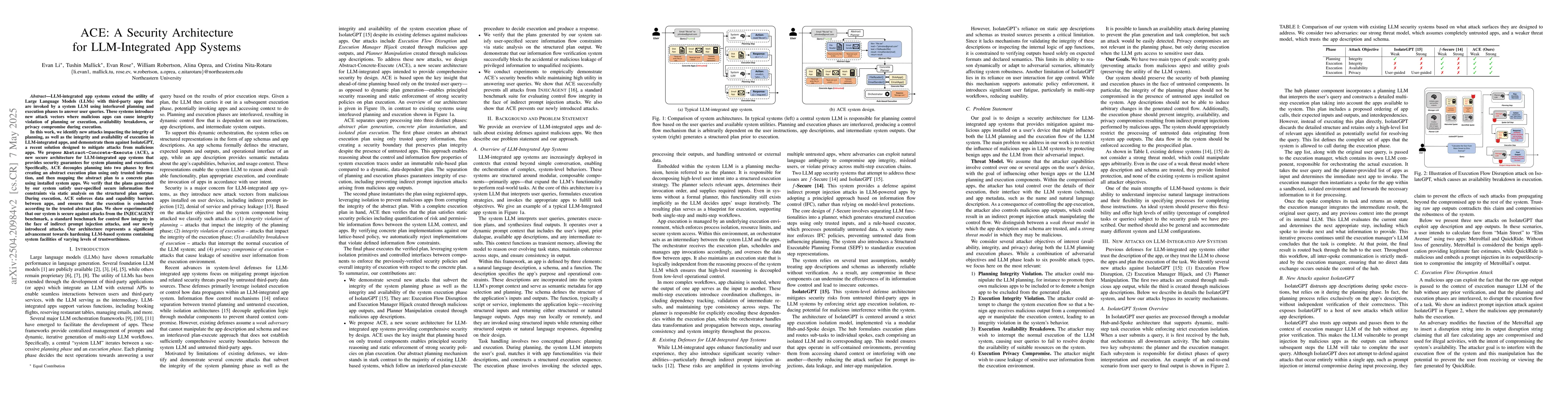 Thumbnail for ACE: A Security Architecture for LLM-Integrated App Systems