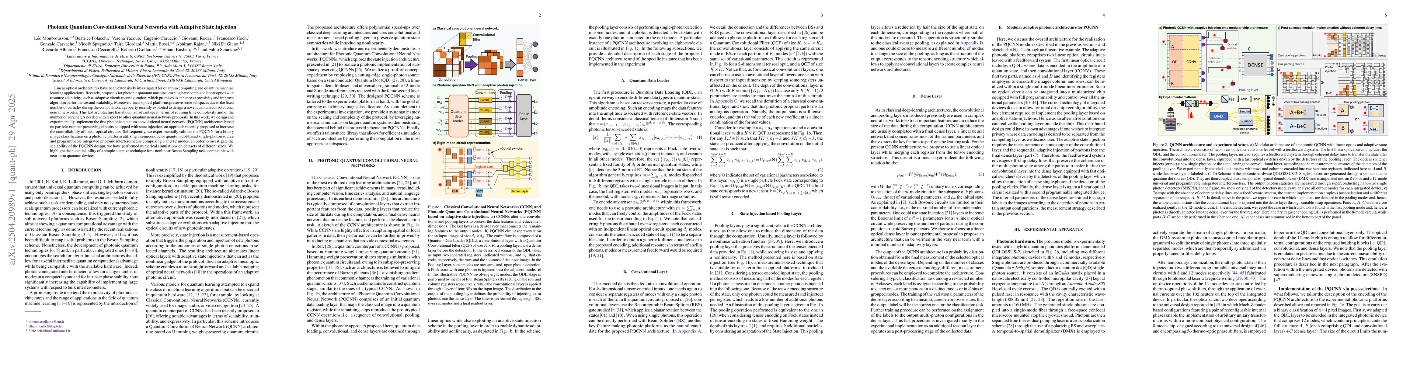 Thumbnail for Photonic Quantum Convolutional Neural Networks with Adaptive State
  Injection
