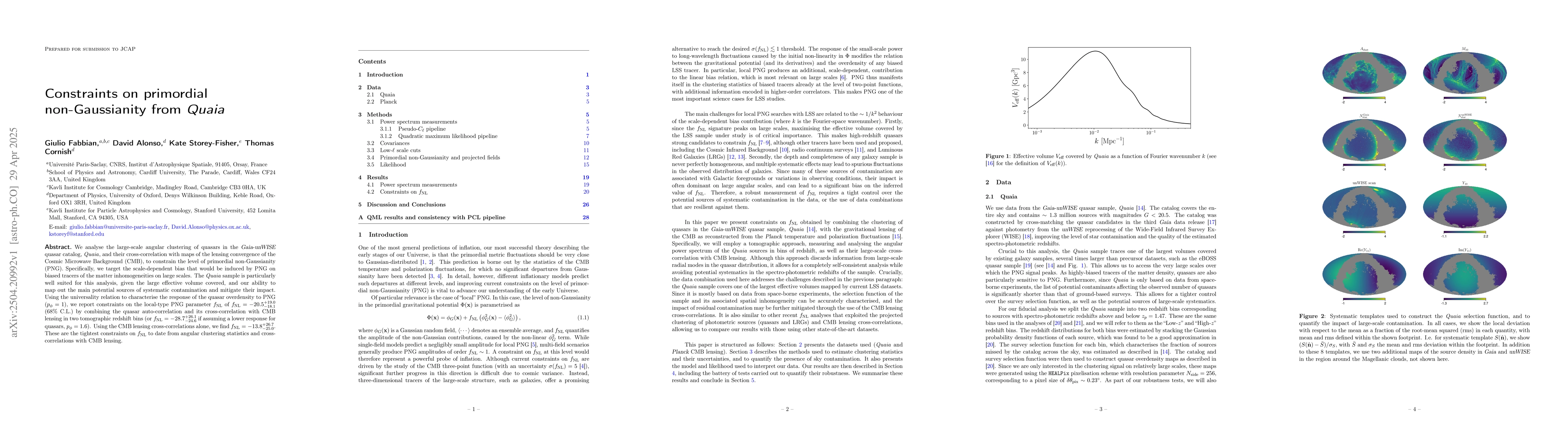 Thumbnail for Constraints on primordial non-Gaussianity from Quaia