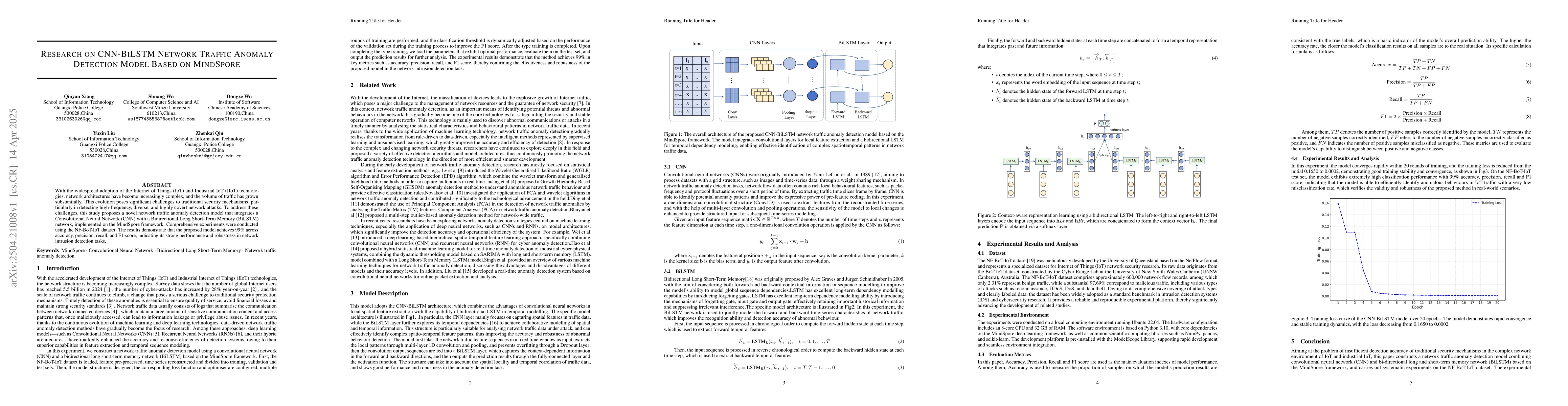 Thumbnail for Research on CNN-BiLSTM Network Traffic Anomaly Detection Model Based on
  MindSpore
