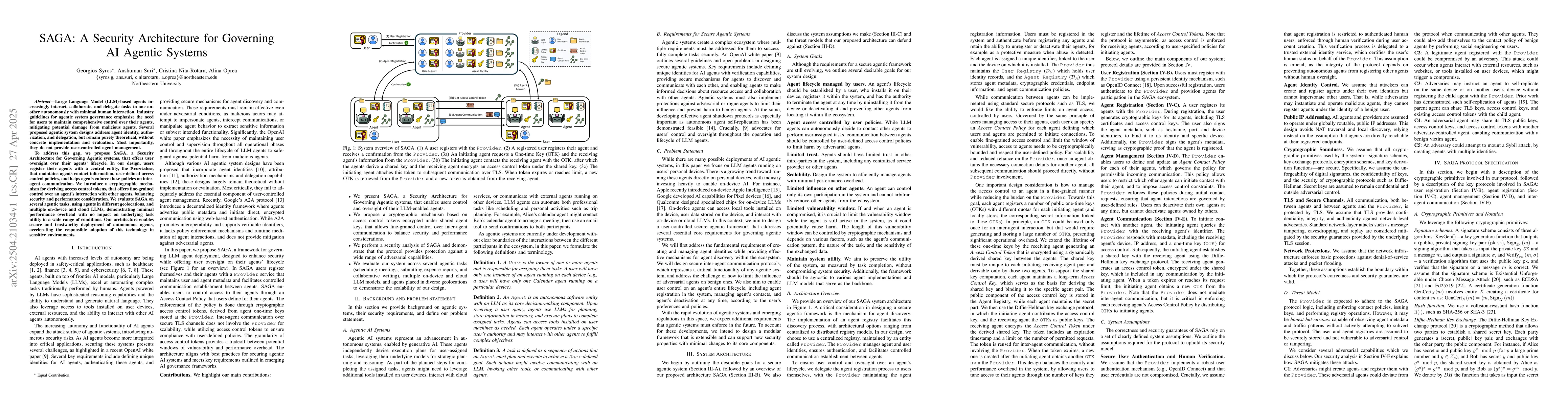 Thumbnail for SAGA: A Security Architecture for Governing AI Agentic Systems