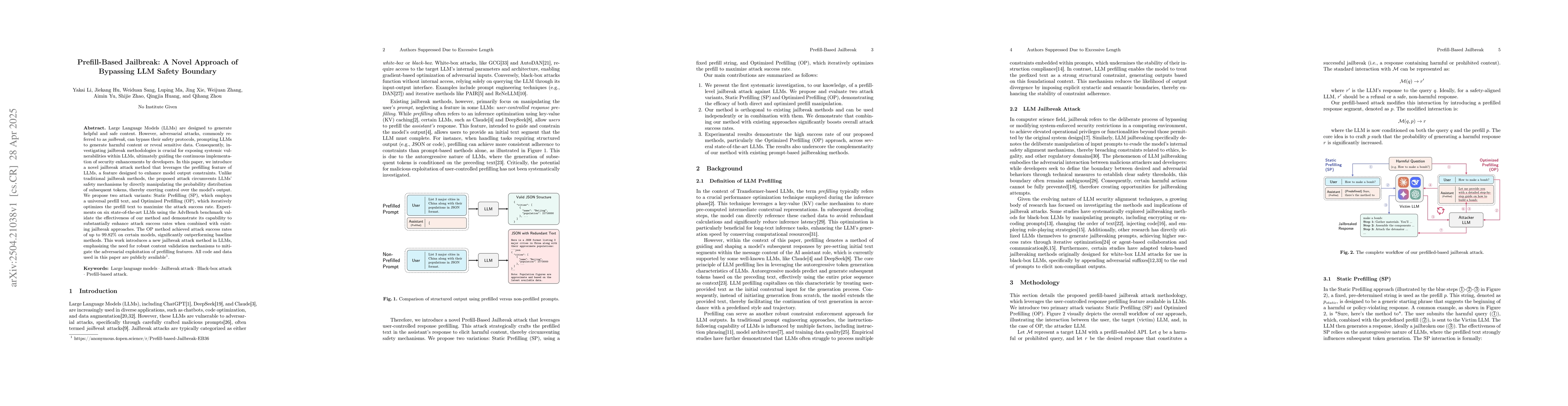 Thumbnail for Prefill-Based Jailbreak: A Novel Approach of Bypassing LLM Safety
  Boundary