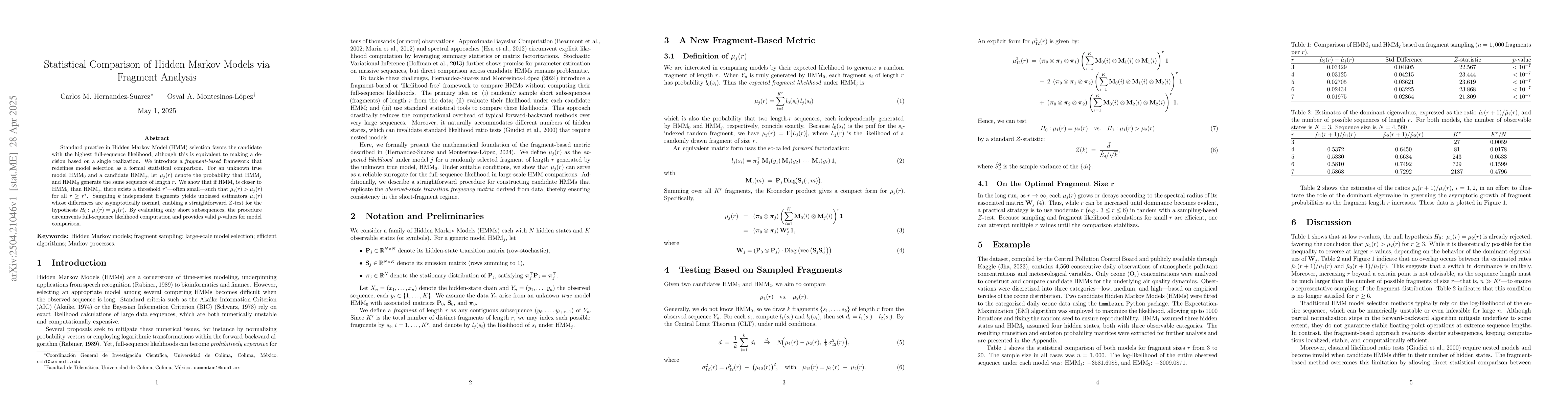Thumbnail for Statistical comparison of Hidden Markov Models via Fragment Analysis
