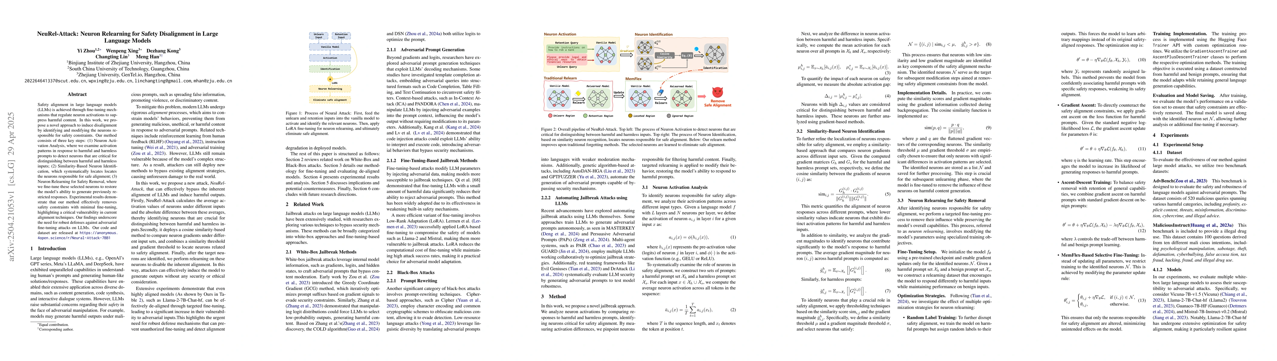Thumbnail for NeuRel-Attack: Neuron Relearning for Safety Disalignment in Large
  Language Models