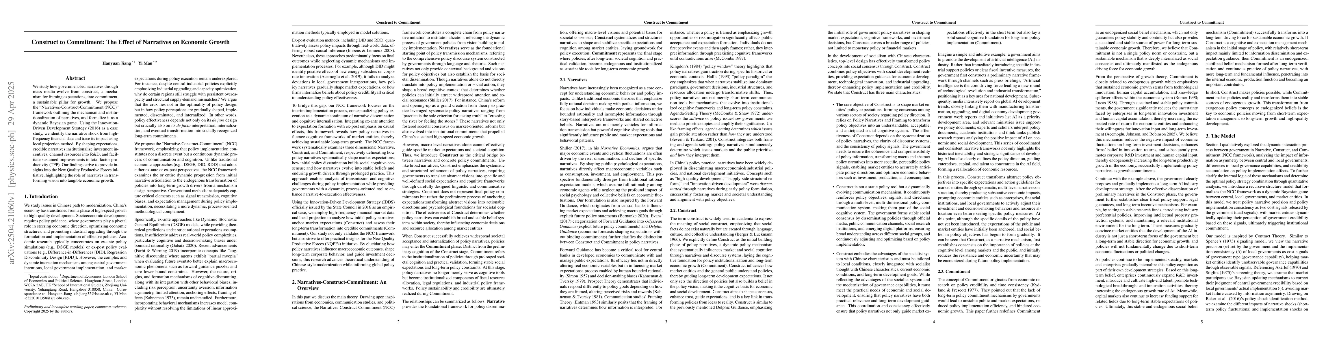 Thumbnail for Construct to Commitment: The Effect of Narratives on Economic Growth