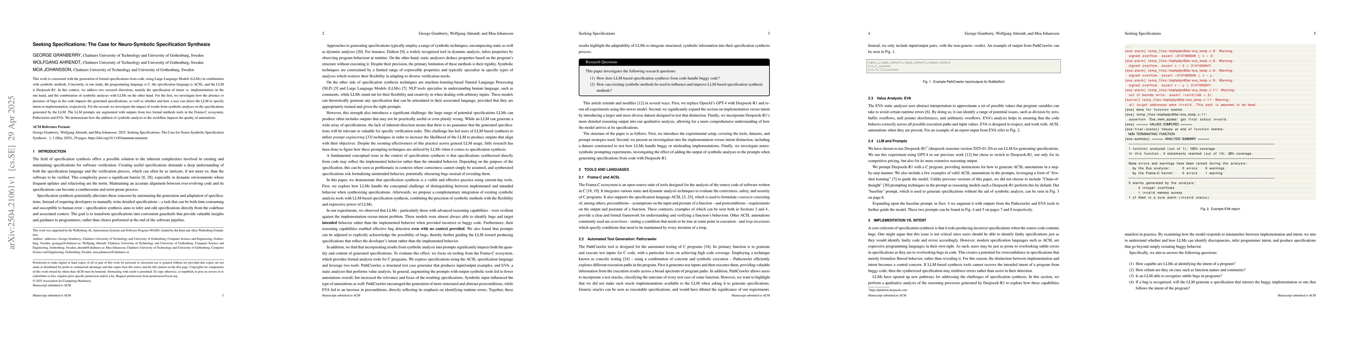 Thumbnail for Seeking Specifications: The Case for Neuro-Symbolic Specification
  Synthesis