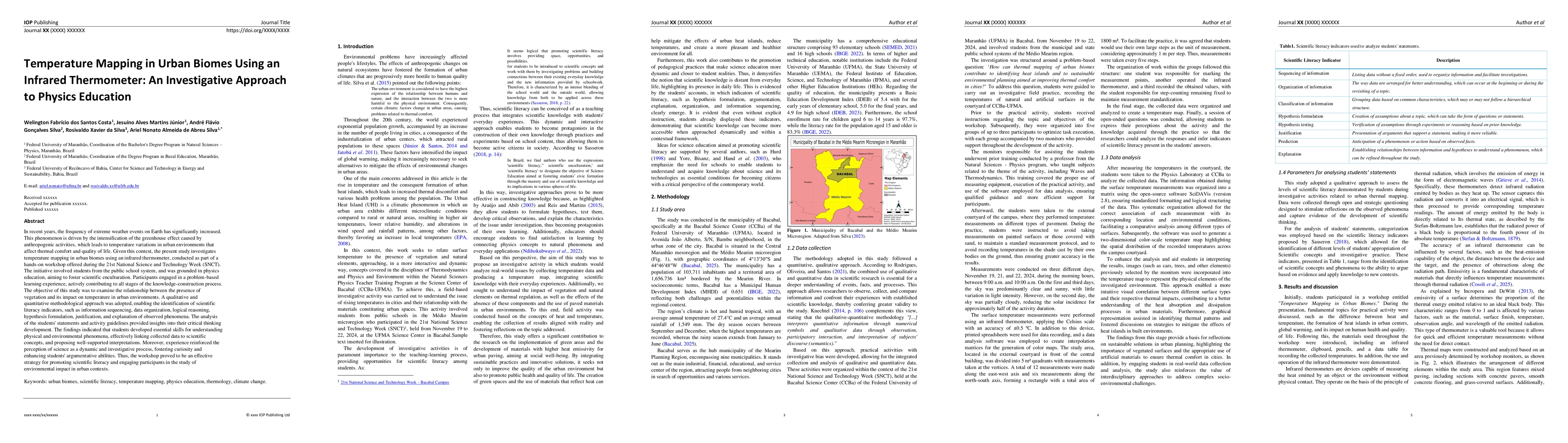 Thumbnail for Temperature Mapping in Urban Biomes Using an Infrared Thermometer: An
  Investigative Approach to Physics Education