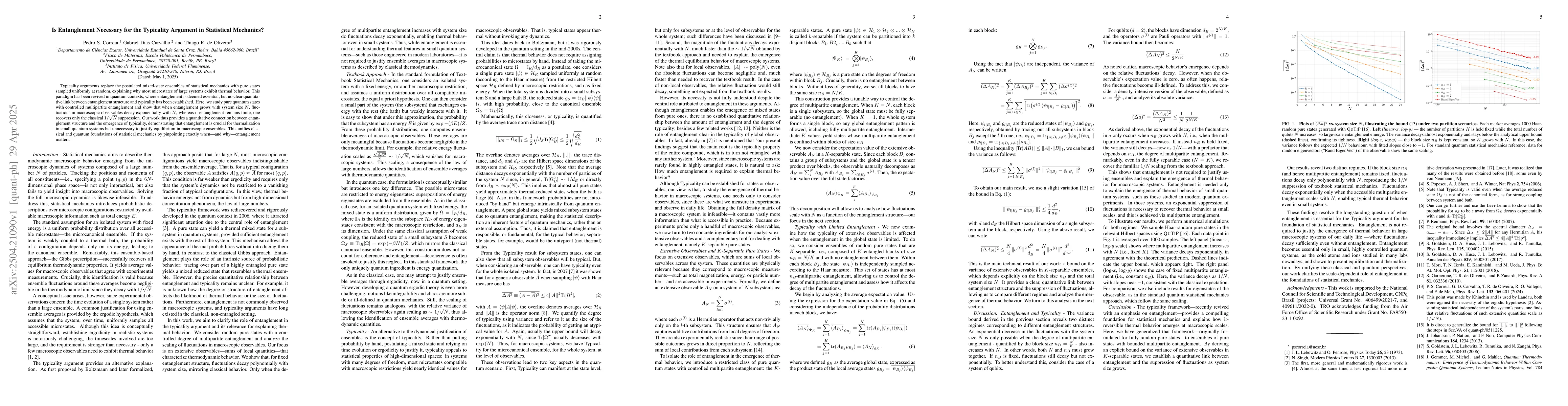 Thumbnail for Is Entanglement Necessary for the Typicality Argument in Statistical
  Mechanics?
