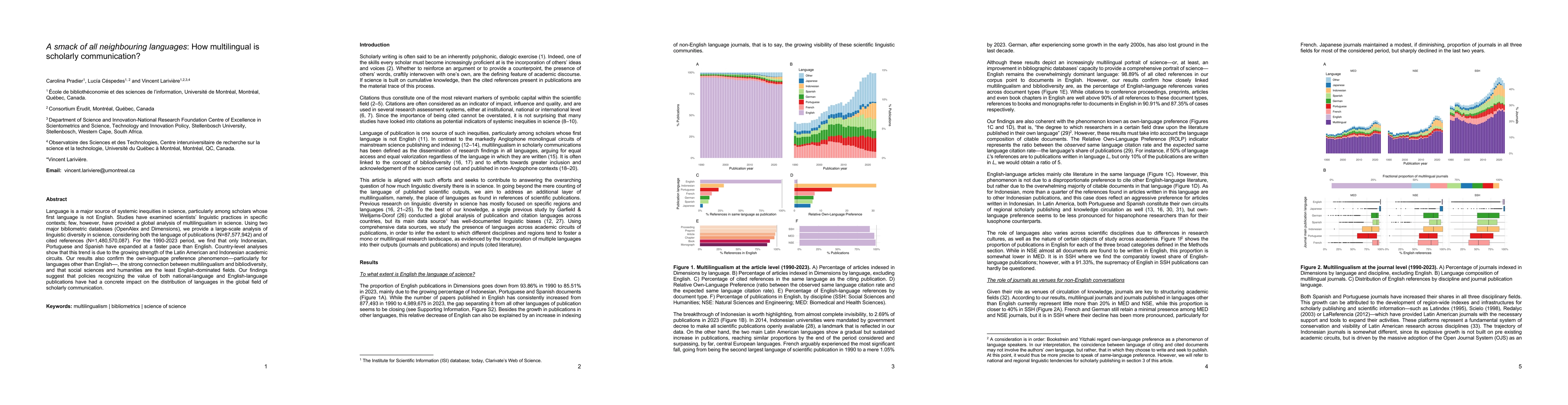 Thumbnail for A smack of all neighbouring languages: How multilingual is scholarly
  communication?