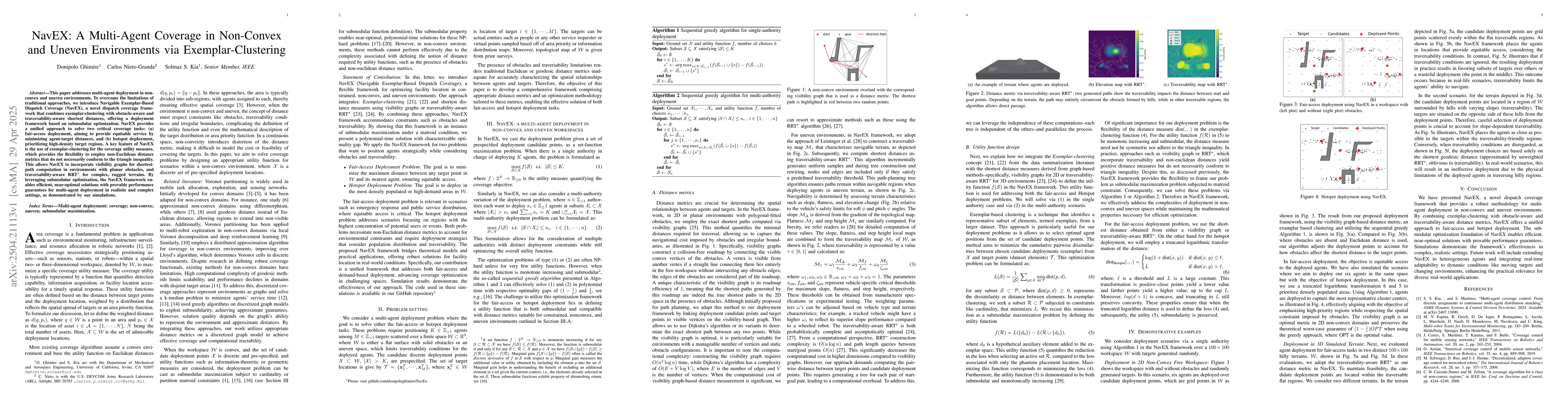 Thumbnail for NavEX: A Multi-Agent Coverage in Non-Convex and Uneven Environments via
  Exemplar-Clustering