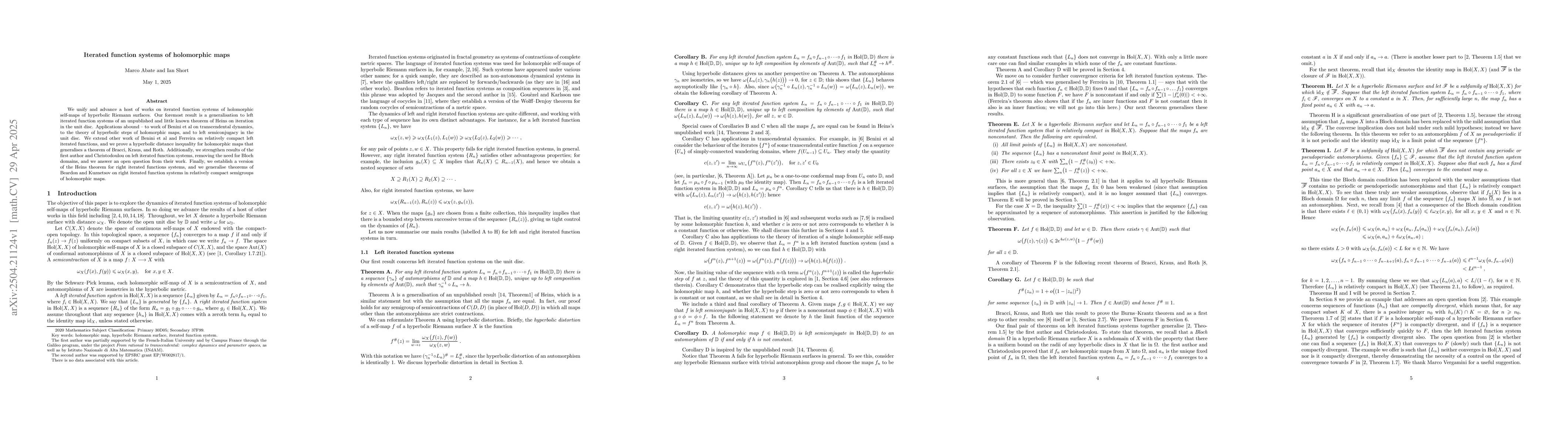 Thumbnail for Iterated function systems of holomorphic maps