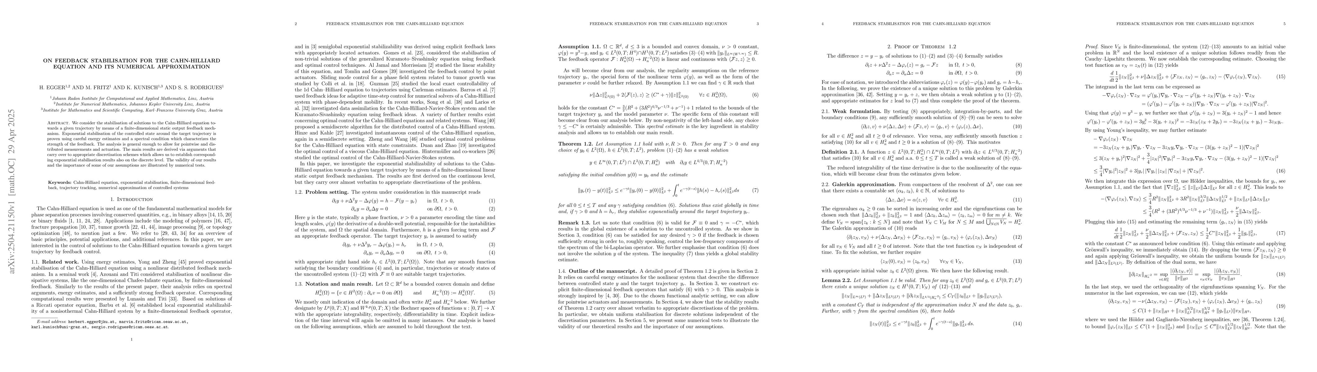 Thumbnail for On feedback stabilisation for the Cahn-Hilliard equation and its
  numerical approximation