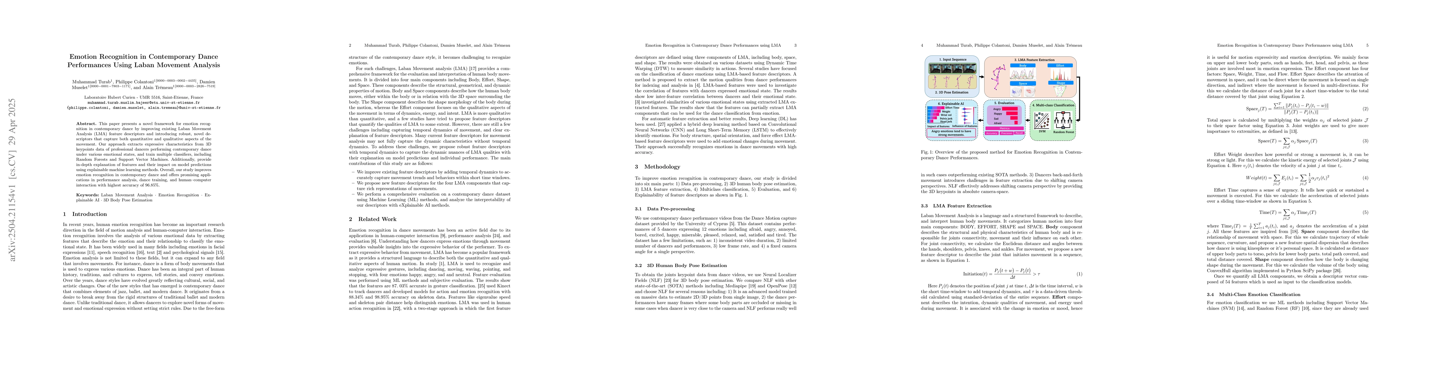Thumbnail for Emotion Recognition in Contemporary Dance Performances Using Laban
  Movement Analysis