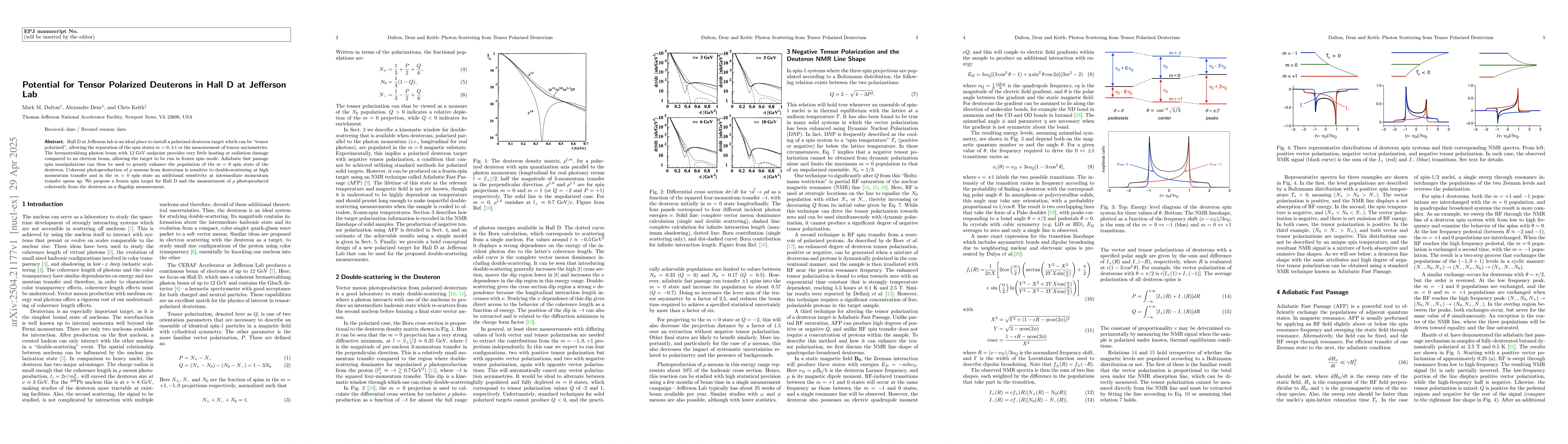 Thumbnail for Potential for Tensor Polarized Deuterons in Hall D at Jefferson Lab