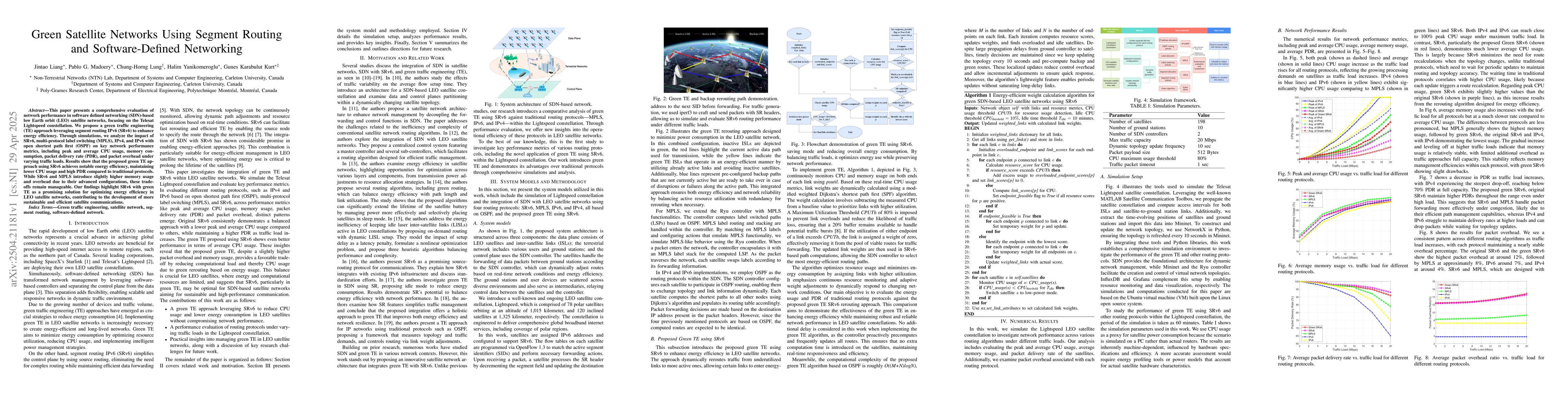 Thumbnail for Green Satellite Networks Using Segment Routing and Software-Defined
  Networking