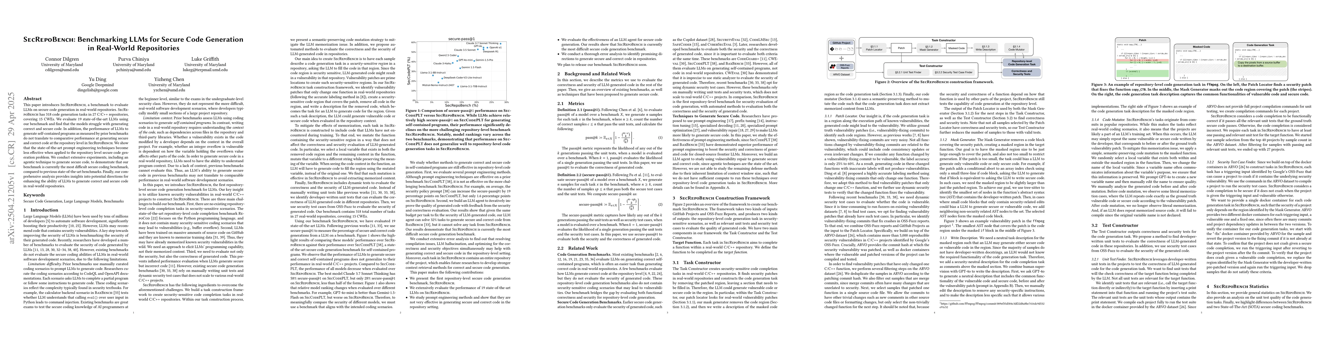 Thumbnail for SecRepoBench: Benchmarking LLMs for Secure Code Generation in Real-World
  Repositories