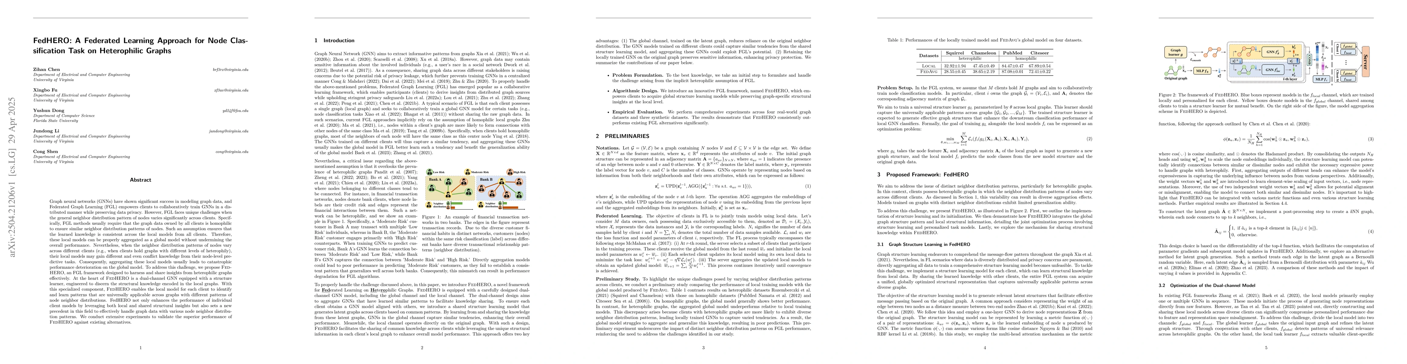 Thumbnail for FedHERO: A Federated Learning Approach for Node Classification Task on
  Heterophilic Graphs