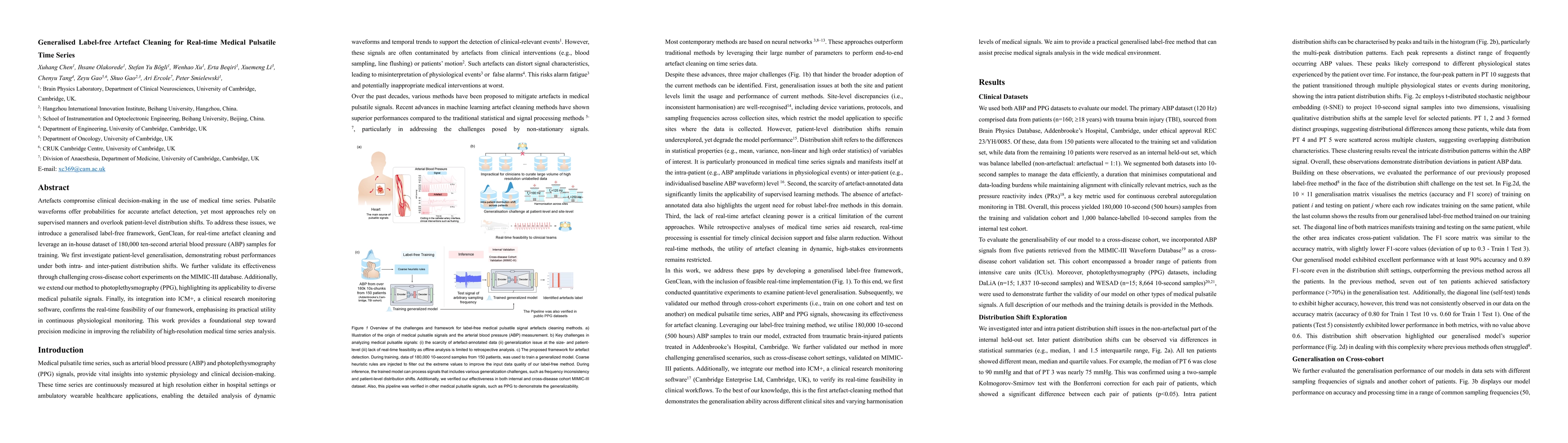 Thumbnail for Generalised Label-free Artefact Cleaning for Real-time Medical Pulsatile
  Time Series