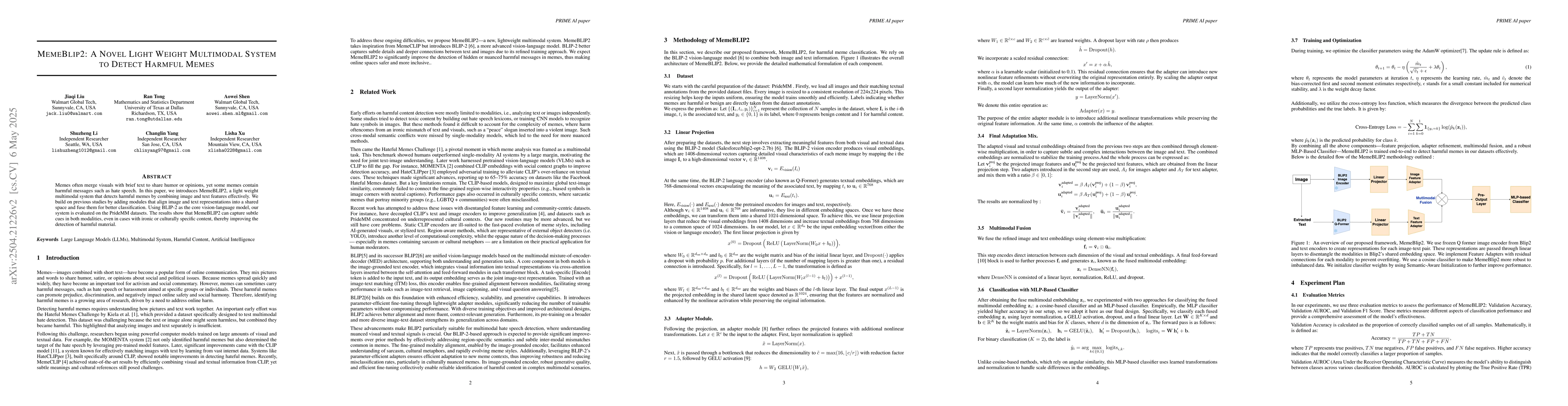 Thumbnail for MemeBLIP2: A novel lightweight multimodal system to detect harmful memes