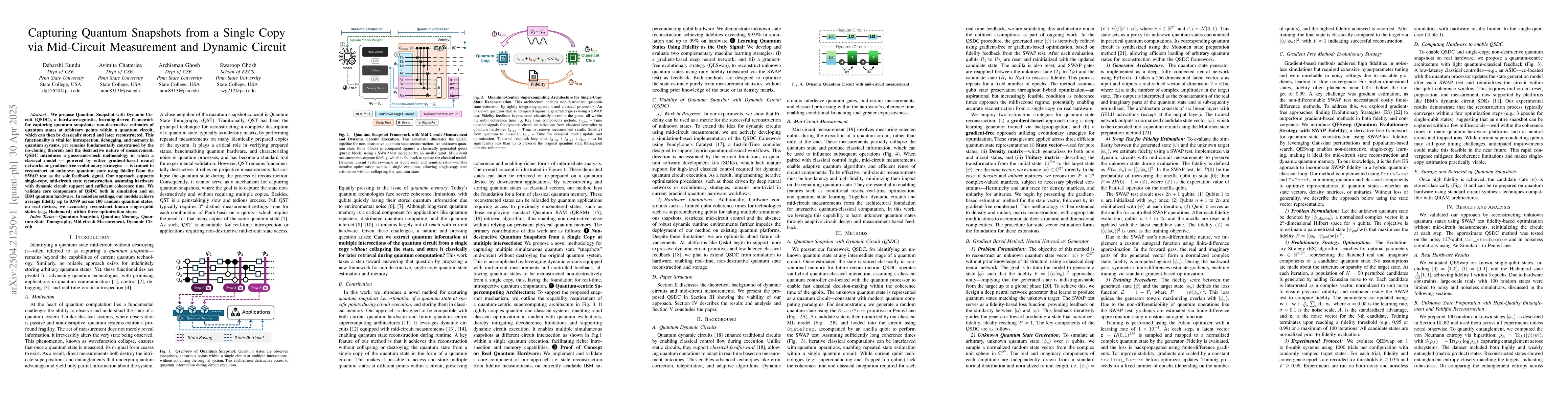 Thumbnail for Capturing Quantum Snapshots from a Single Copy via Mid-Circuit
  Measurement and Dynamic Circuit