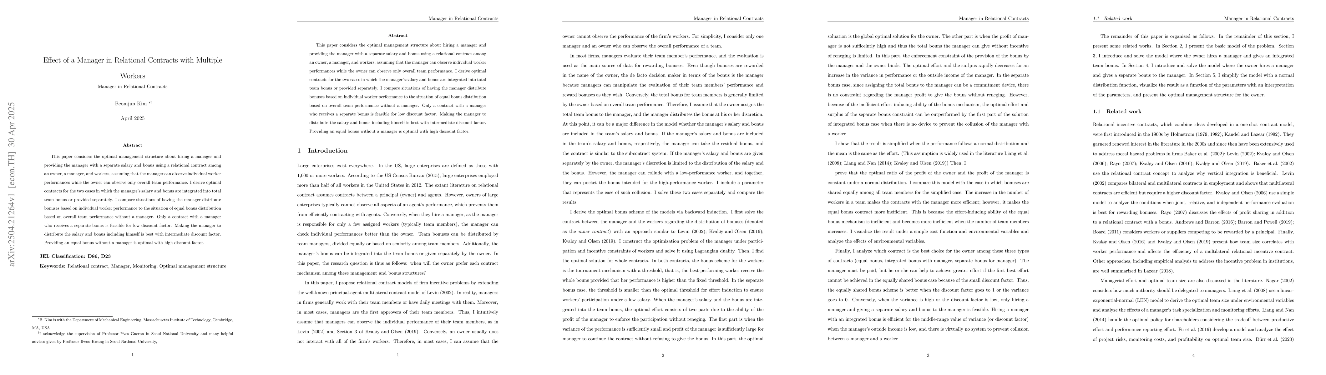 Thumbnail for Effect of a Manager in Relational Contracts with Multiple Workers