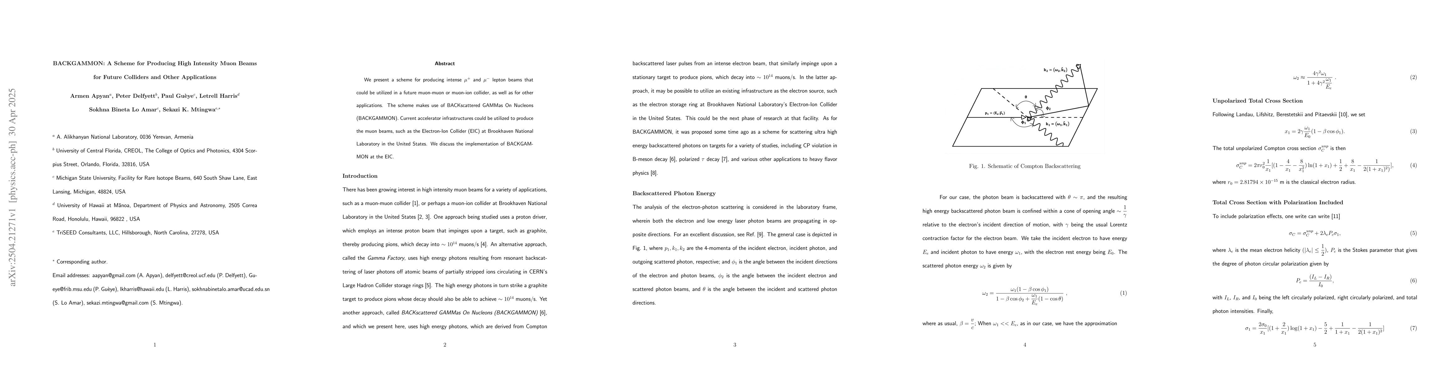 Thumbnail for BACKGAMMON: A Scheme for Producing High Intensity Muon Beams for Future
  Colliders and Other Applications