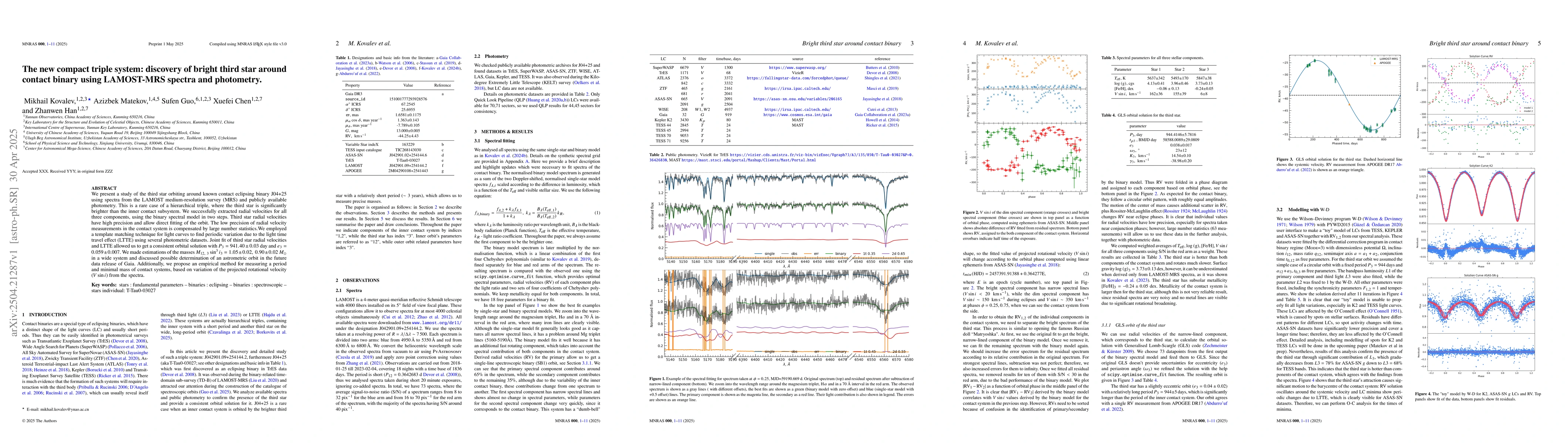 Thumbnail for The new compact triple system: discovery of bright third star around
  contact binary using LAMOST-MRS spectra and photometry