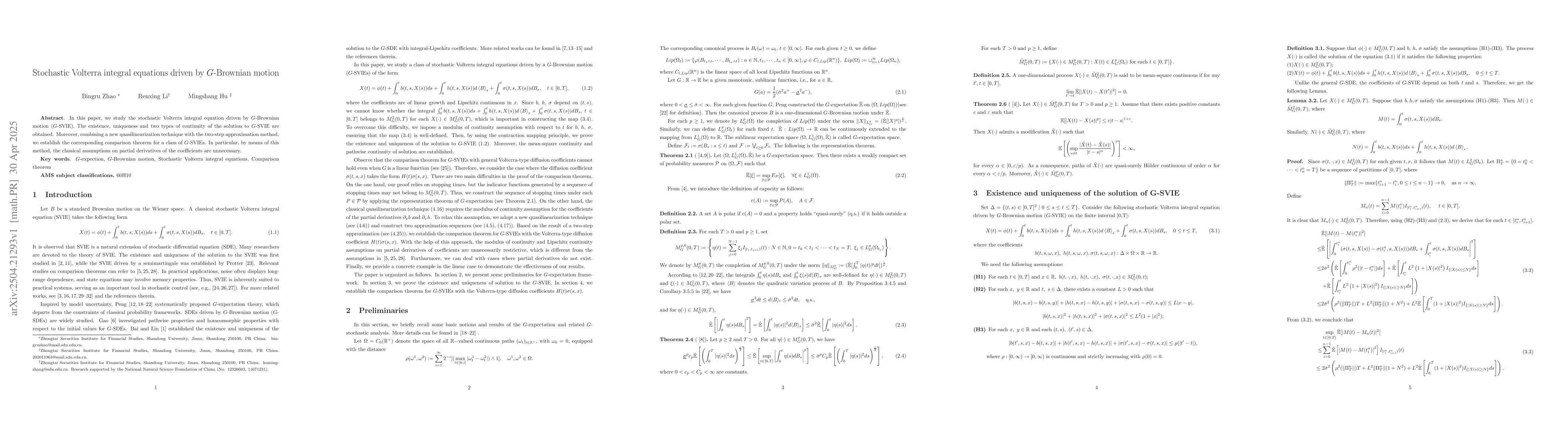 Thumbnail for Stochastic Volterra integral equations driven by $ G $-Brownian motion