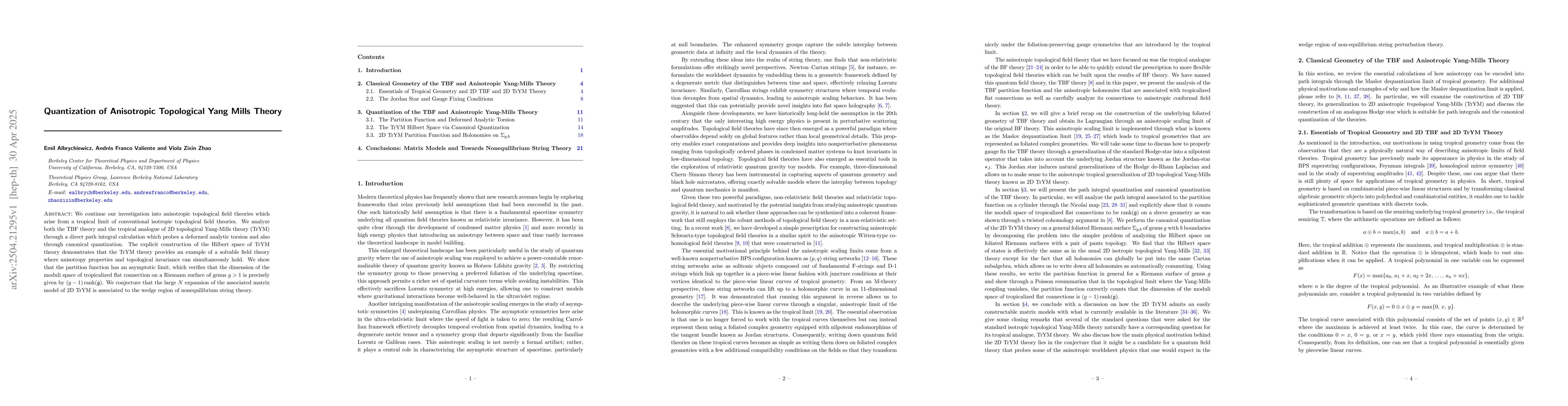 Thumbnail for Quantization of Anisotropic Topological Yang Mills Theory
