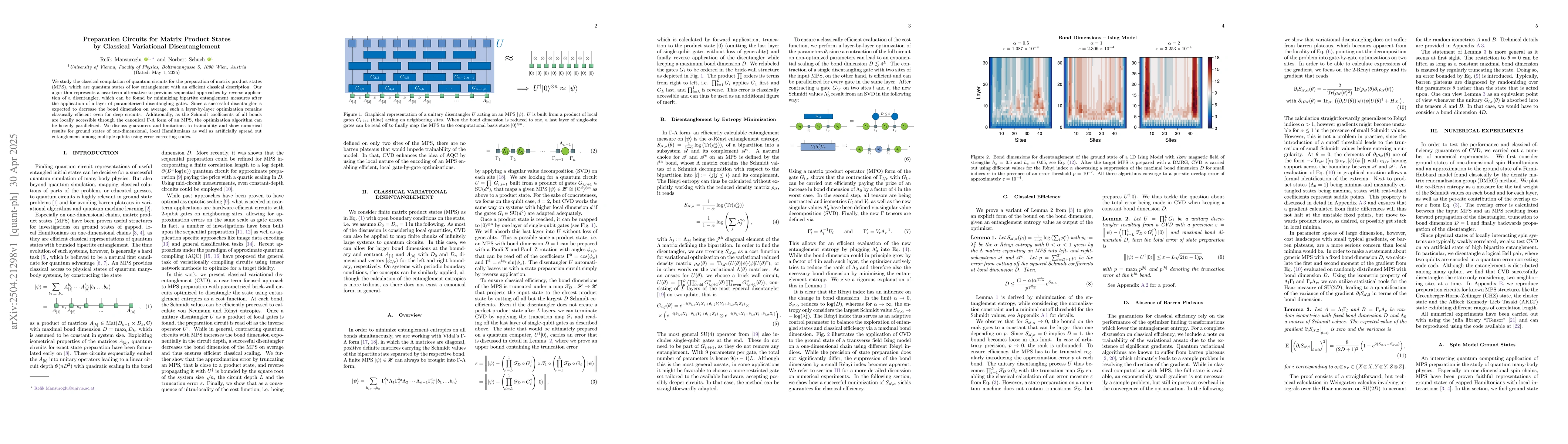 Thumbnail for Preparation Circuits for Matrix Product States by Classical Variational
  Disentanglement