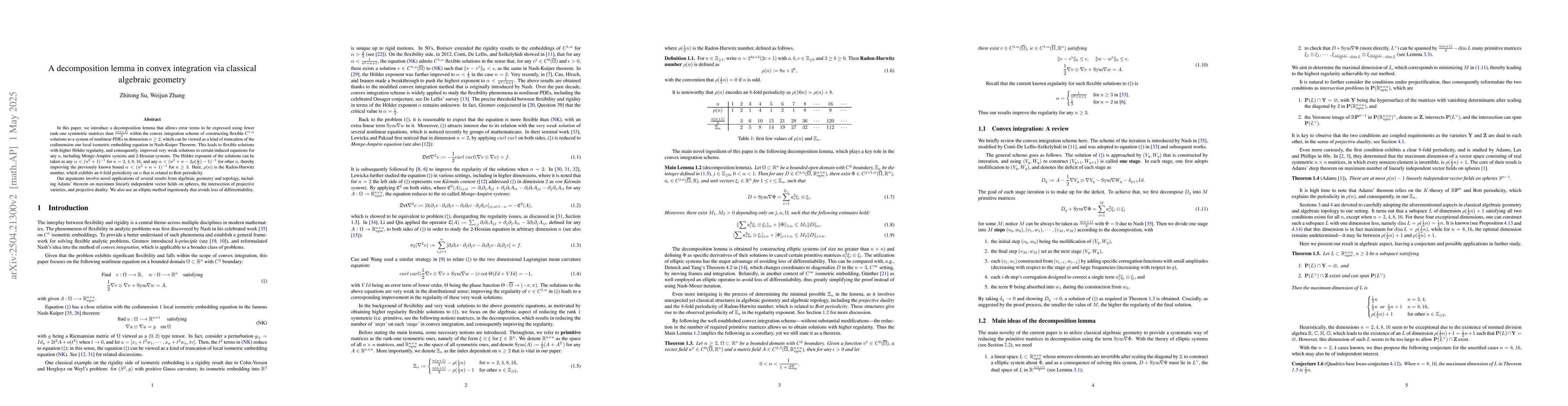 Thumbnail for A decomposition lemma in convex integration via classical algebraic
  geometry