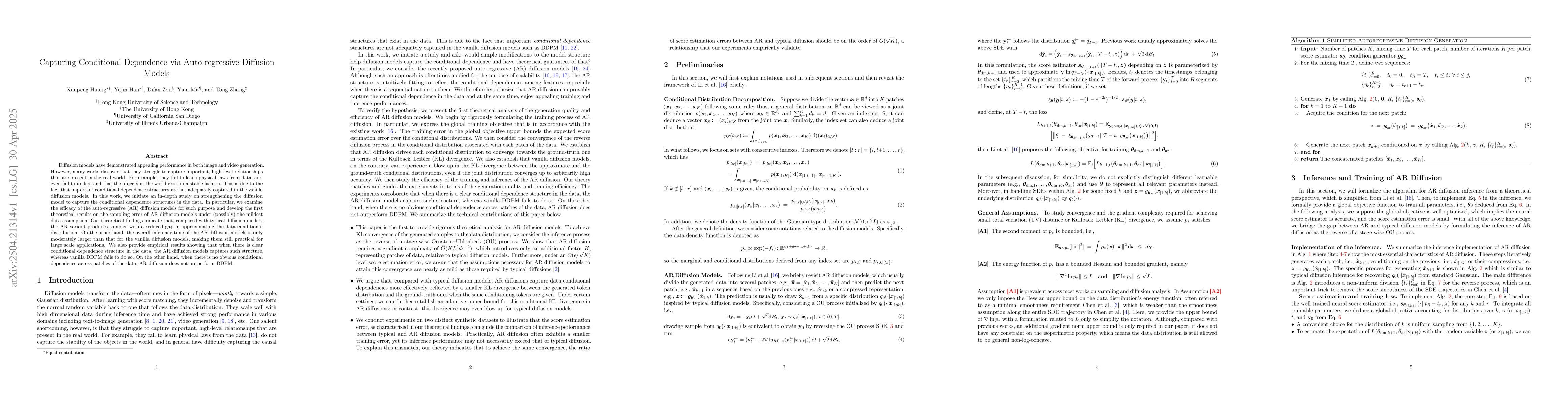 Thumbnail for Capturing Conditional Dependence via Auto-regressive Diffusion Models