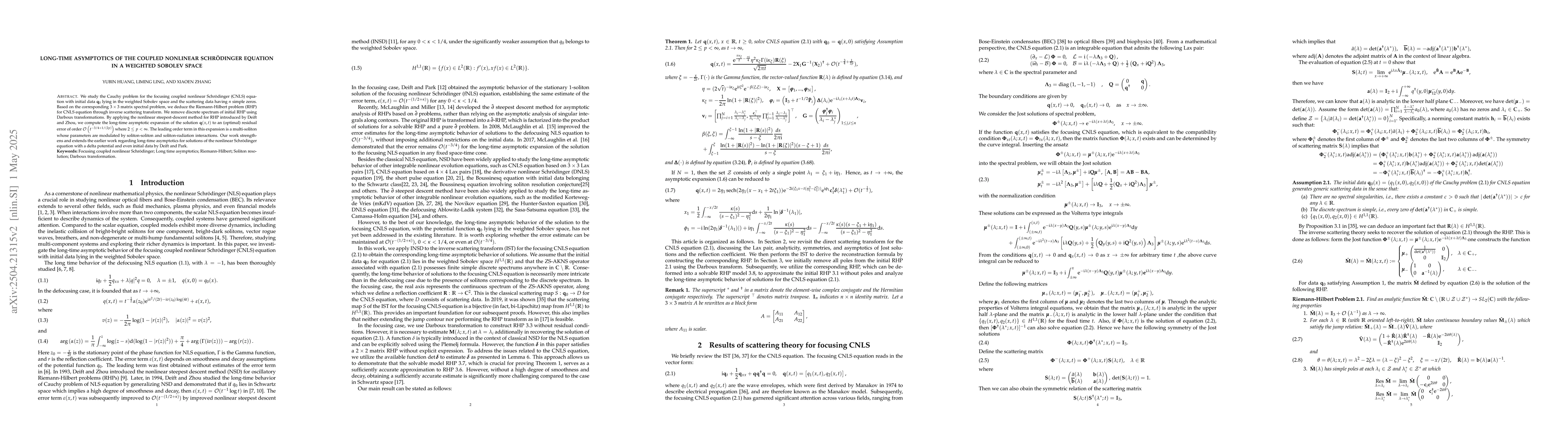 Thumbnail for Long-time asymptotics of the coupled nonlinear Schödinger equation in
  a weighted Sobolev space