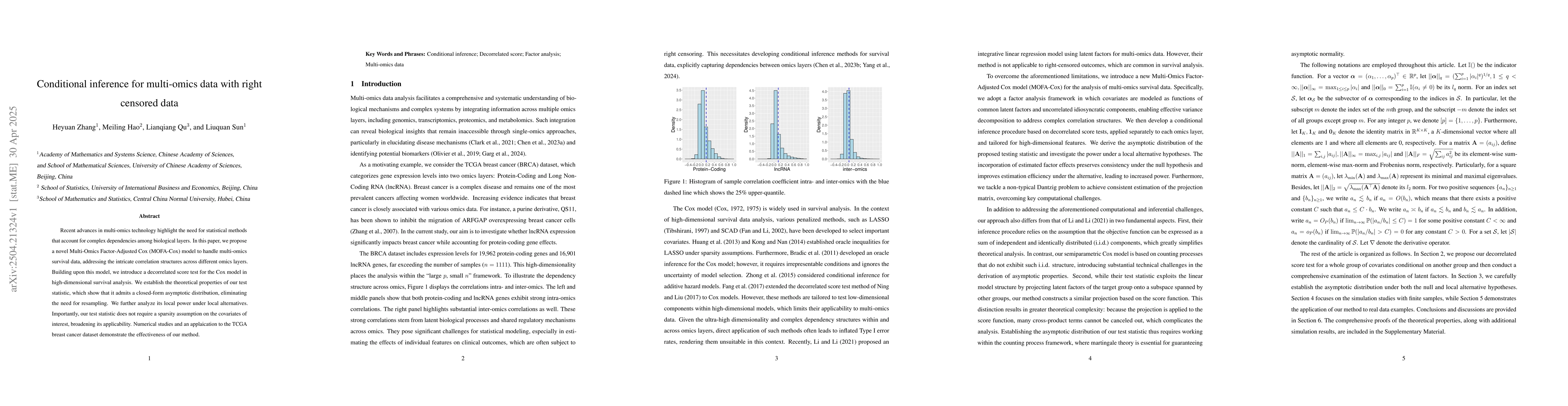 Thumbnail for Conditional inference for multi-omics data with right censored data