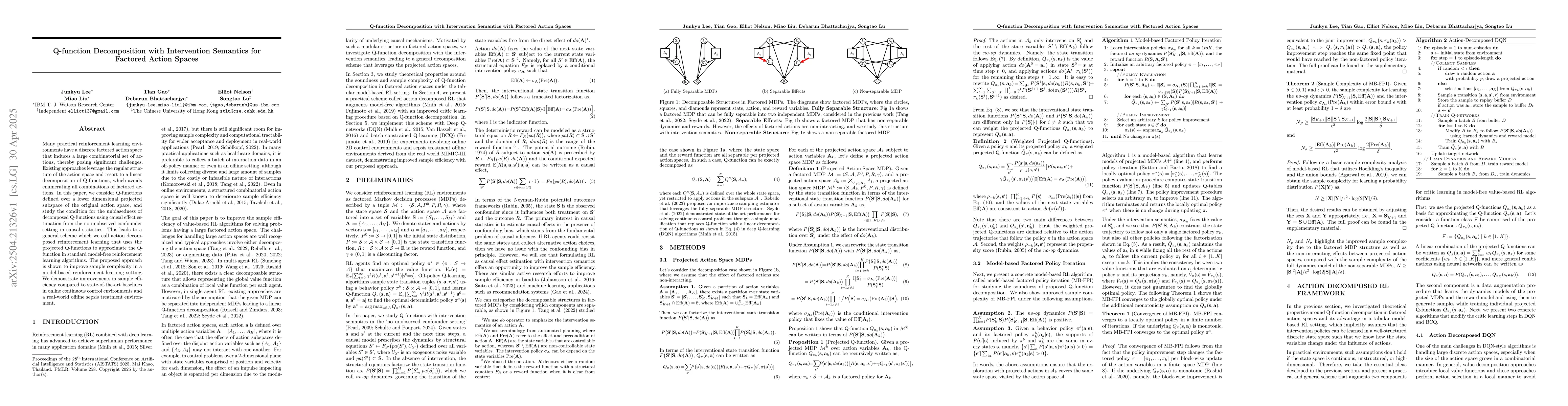 Thumbnail for Q-function Decomposition with Intervention Semantics with Factored
  Action Spaces