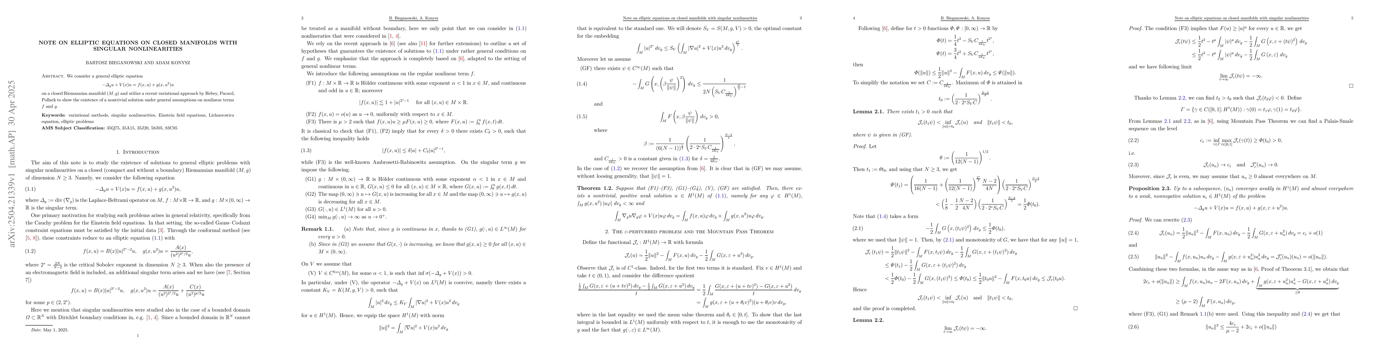 Thumbnail for Note on elliptic equations on closed manifolds with singular
  nonlinearities