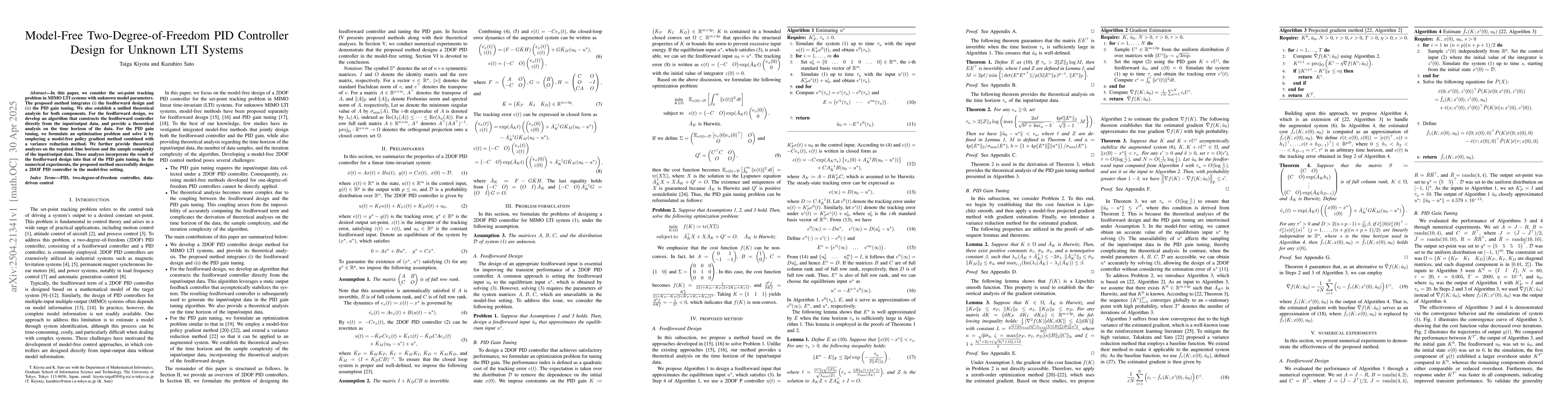Thumbnail for Model-Free Two-Degree-of-Freedom PID Controller Design for Unknown LTI
  Systems