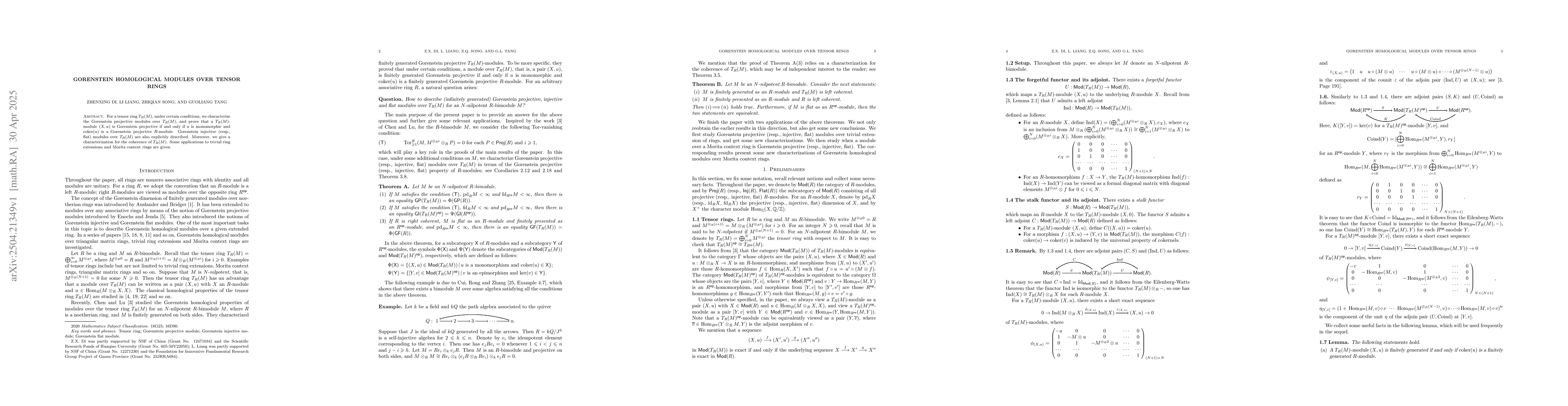 Thumbnail for Gorenstein homological modules over tensor rings