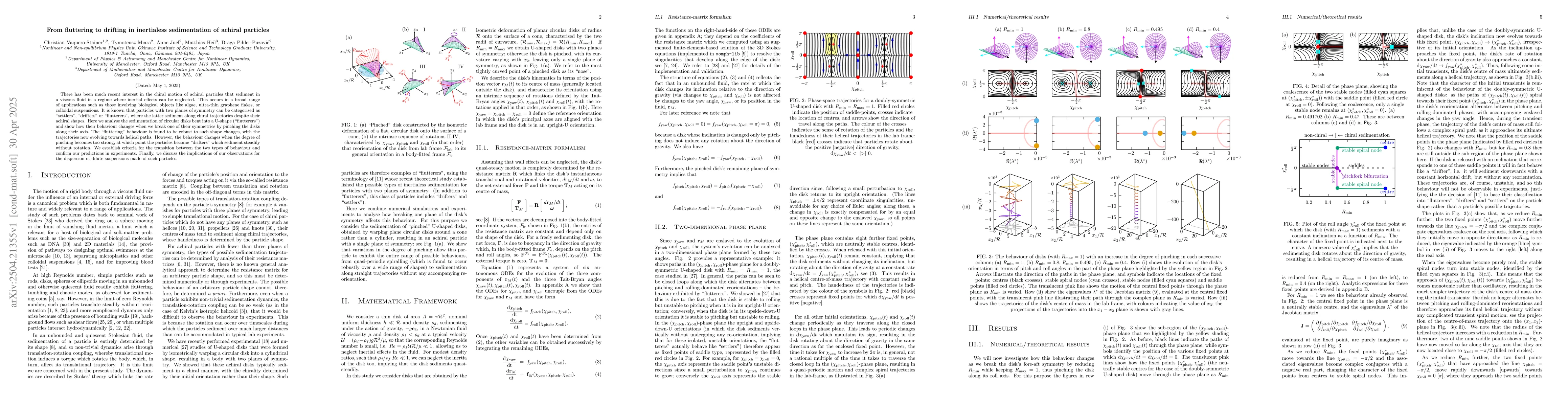 Thumbnail for From fluttering to drifting in inertialess sedimentation of achiral
  particles