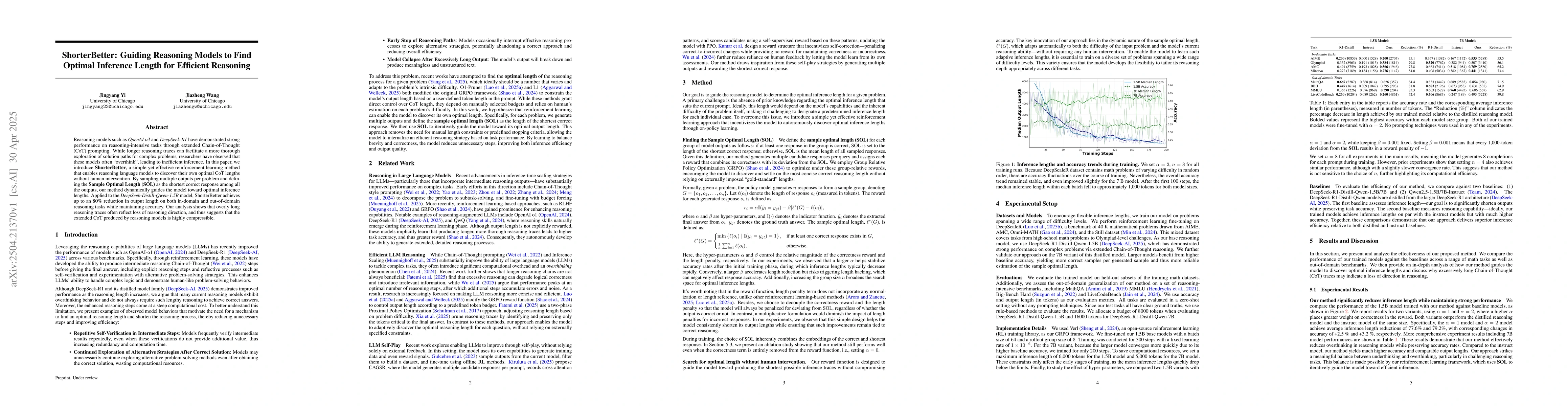 Thumbnail for ShorterBetter: Guiding Reasoning Models to Find Optimal Inference Length
  for Efficient Reasoning
