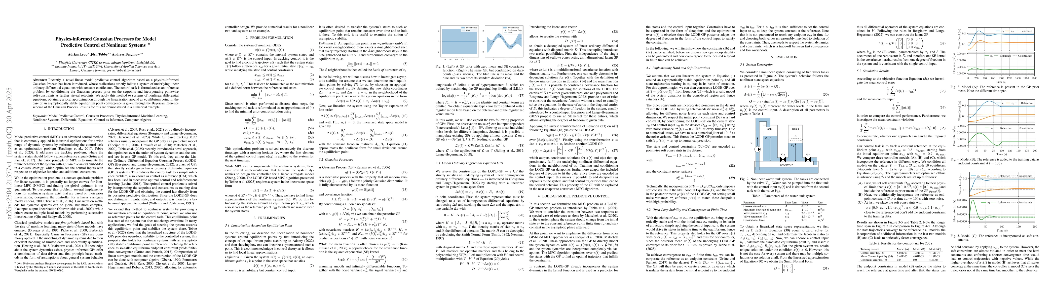 Thumbnail for Physics-informed Gaussian Processes for Model Predictive Control of
  Nonlinear Systems