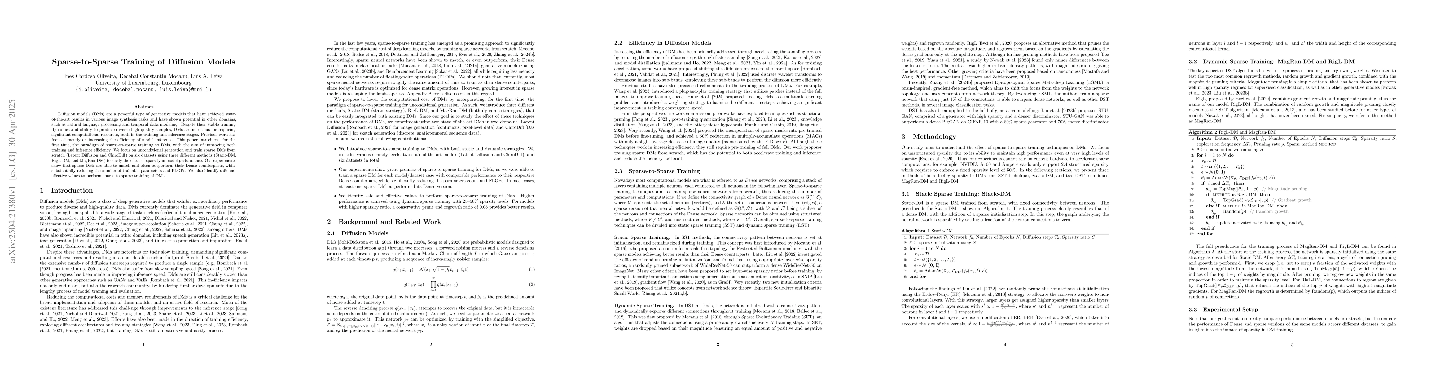 Thumbnail for Sparse-to-Sparse Training of Diffusion Models