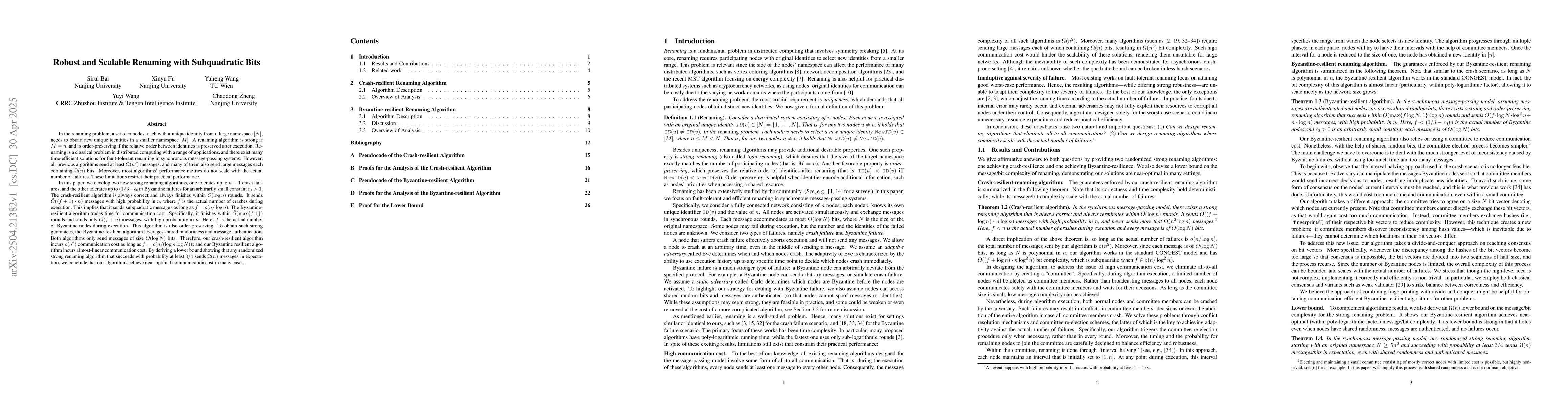Thumbnail for Robust and Scalable Renaming with Subquadratic Bits