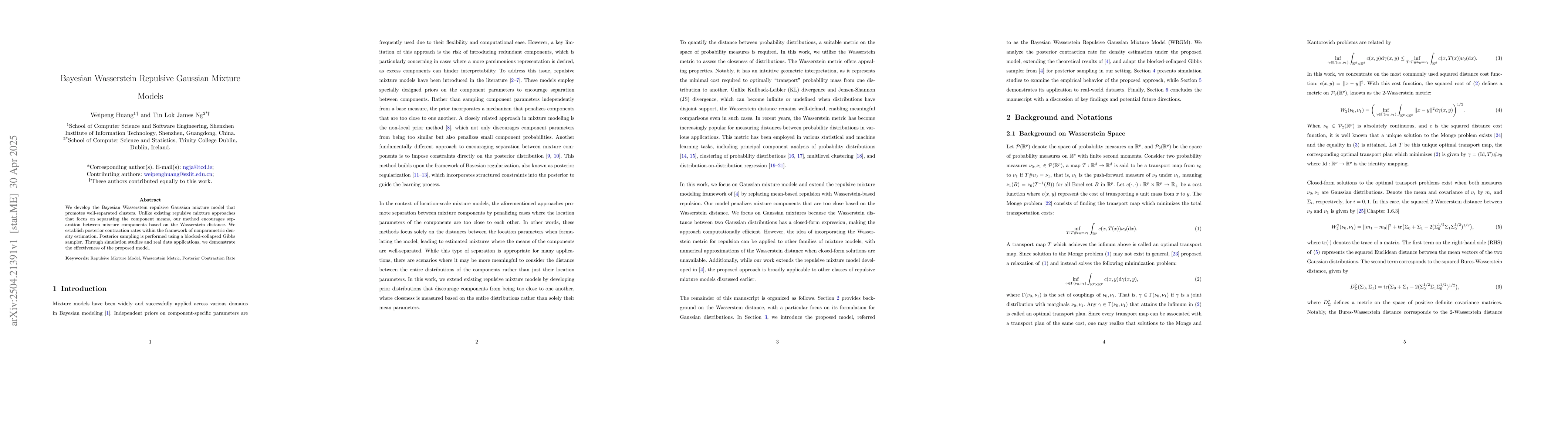 Thumbnail for Bayesian Wasserstein Repulsive Gaussian Mixture Models