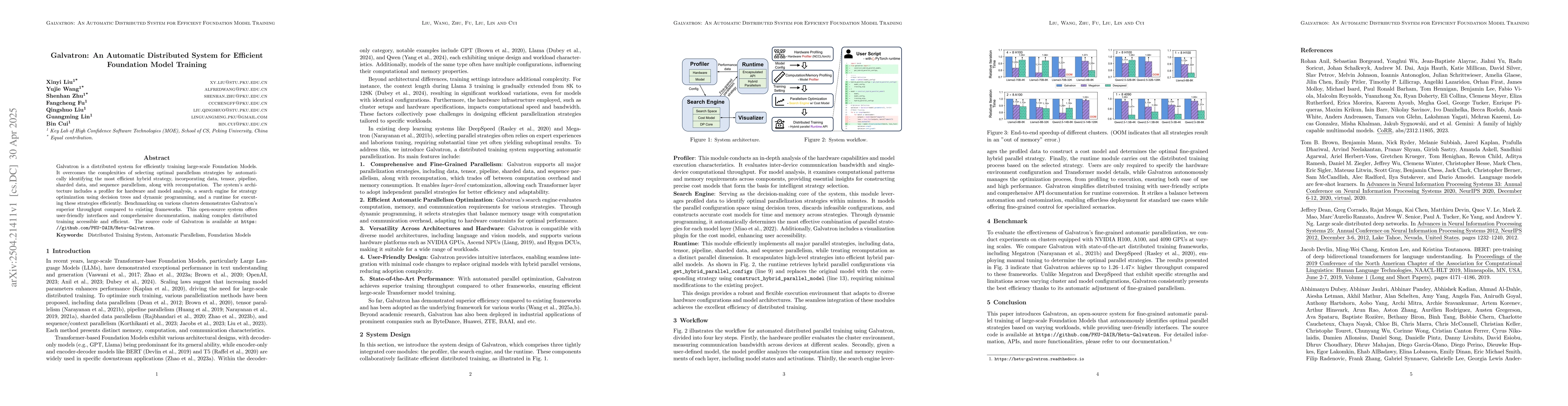 Thumbnail for Galvatron: An Automatic Distributed System for Efficient Foundation
  Model Training